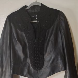 Jon womens leather black jacket size 12